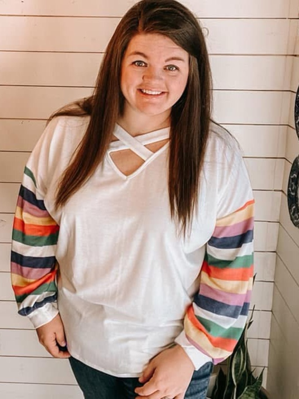 🌈✨ Haptics “Just Over the Rainbow” Criss-Cross Top – Size Medium | NWT ✨🌈